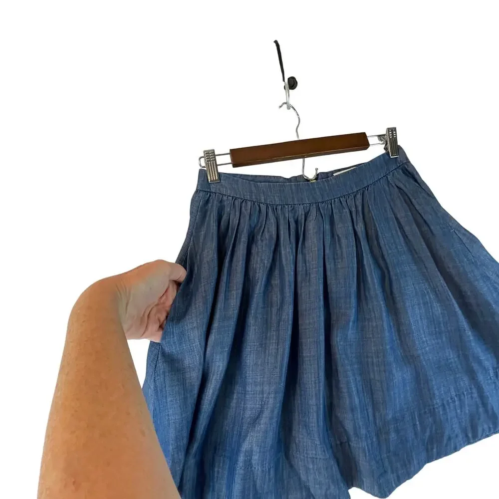 Kate Spade Girls Mini Skirt SZ 14 Chambray Blue Full Zipper Closure EUC💗